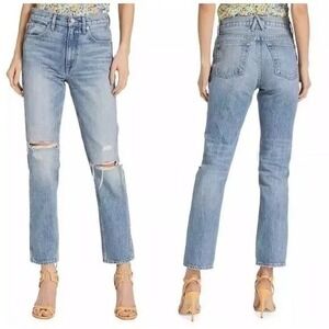 SLVRLAKE Virginia Slim Jeans in Crossroads Blue High Rise Ankle Crop Offduty 27‎